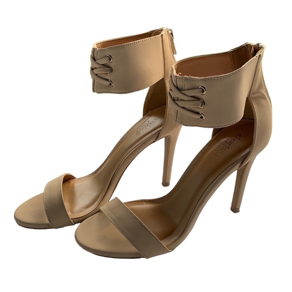 CHARLOTTE RUSSE WOMENS TAN STRAP HEEL 5 INCH PUMPS SIZE 6